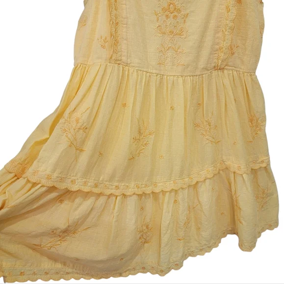 Urban Outfitters Hanna Embroidered Mini Dress Yellow Babydoll Sundress Women’s M - Picture 9 of 17